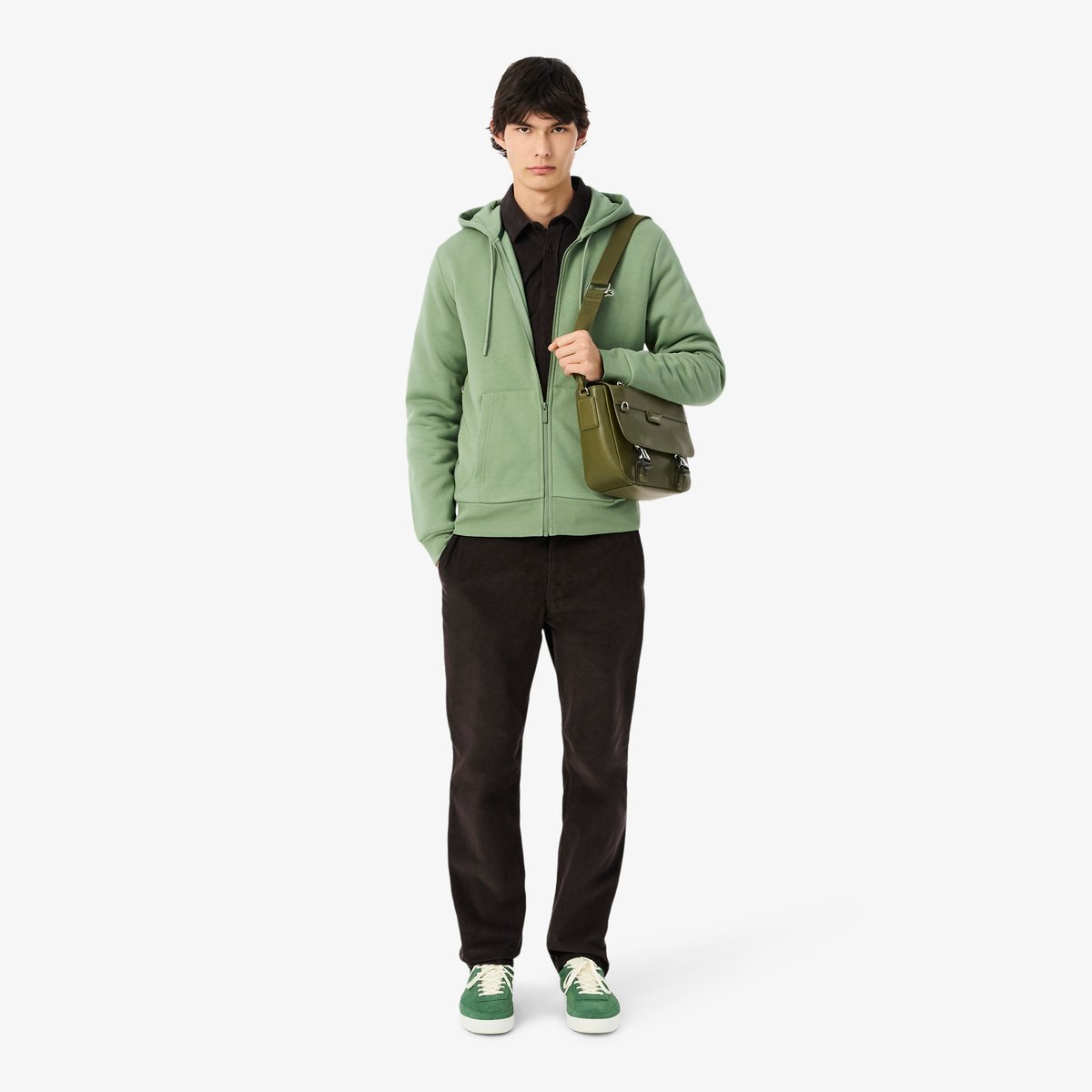 Sweatshirt à capuche zippé molleton vert-s86, LACOSTE