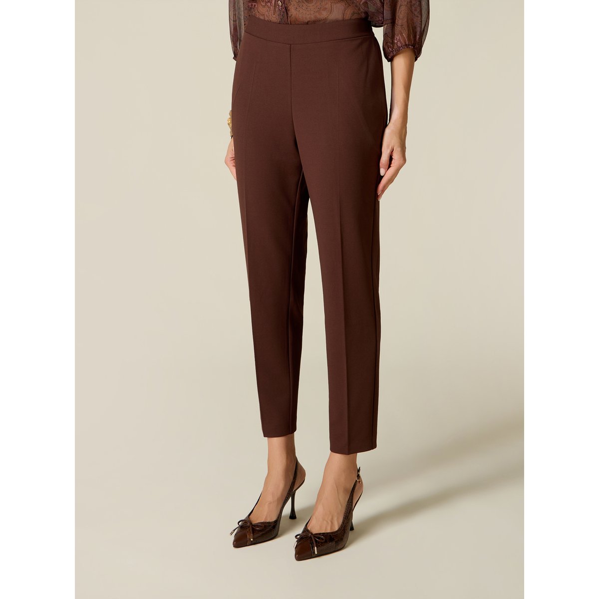 Pantalon coupe droite marron, OLTRE
