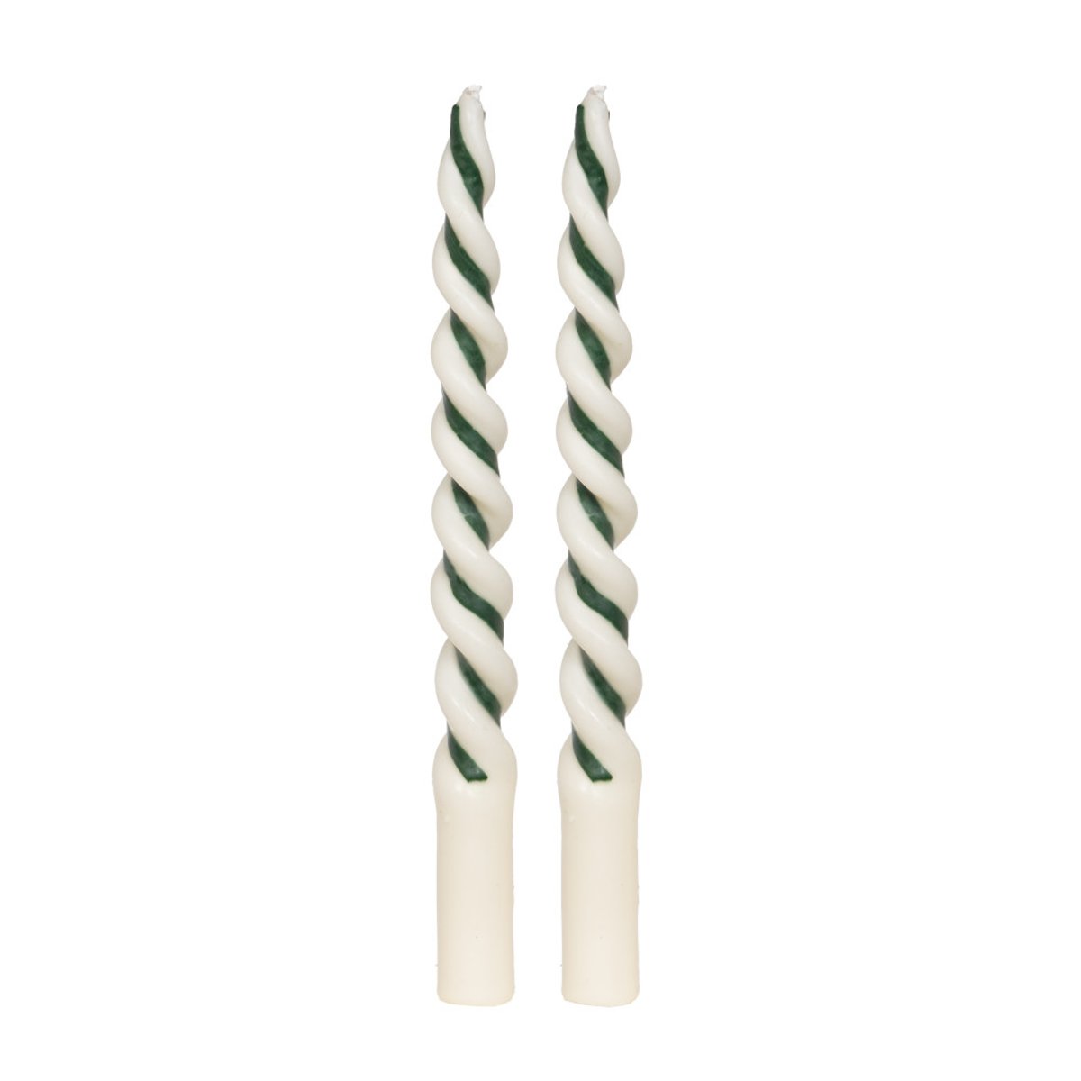 Coffret 2 chandelles Twist vert H29,5 cm en cire - TWIST crème / ivoire, AMADEUS