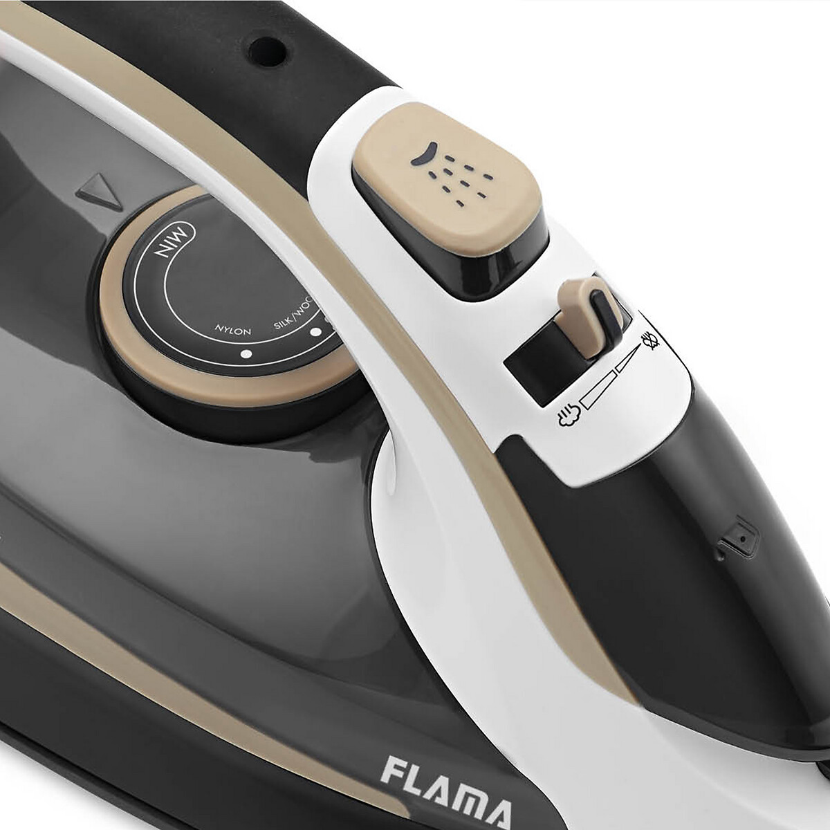 Ferro a vapor 2400W 5342FL, base cerâmica Ultra Glide, da Flama creme, FLAMA