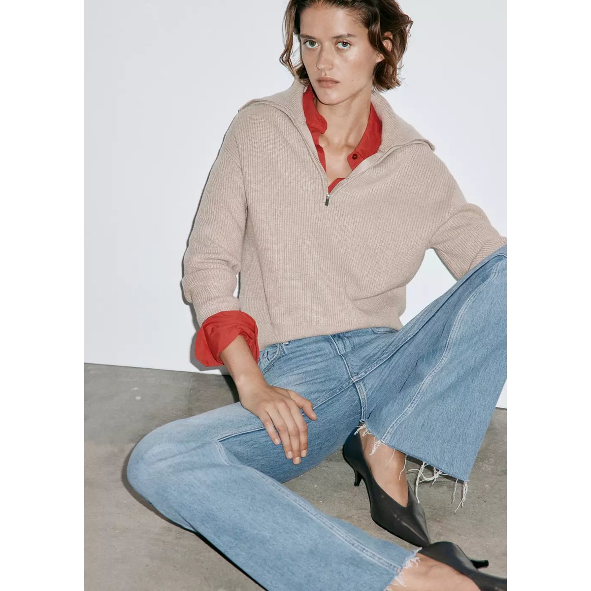 Jean Fiona flare taille normale bleu moyen, MANGO
