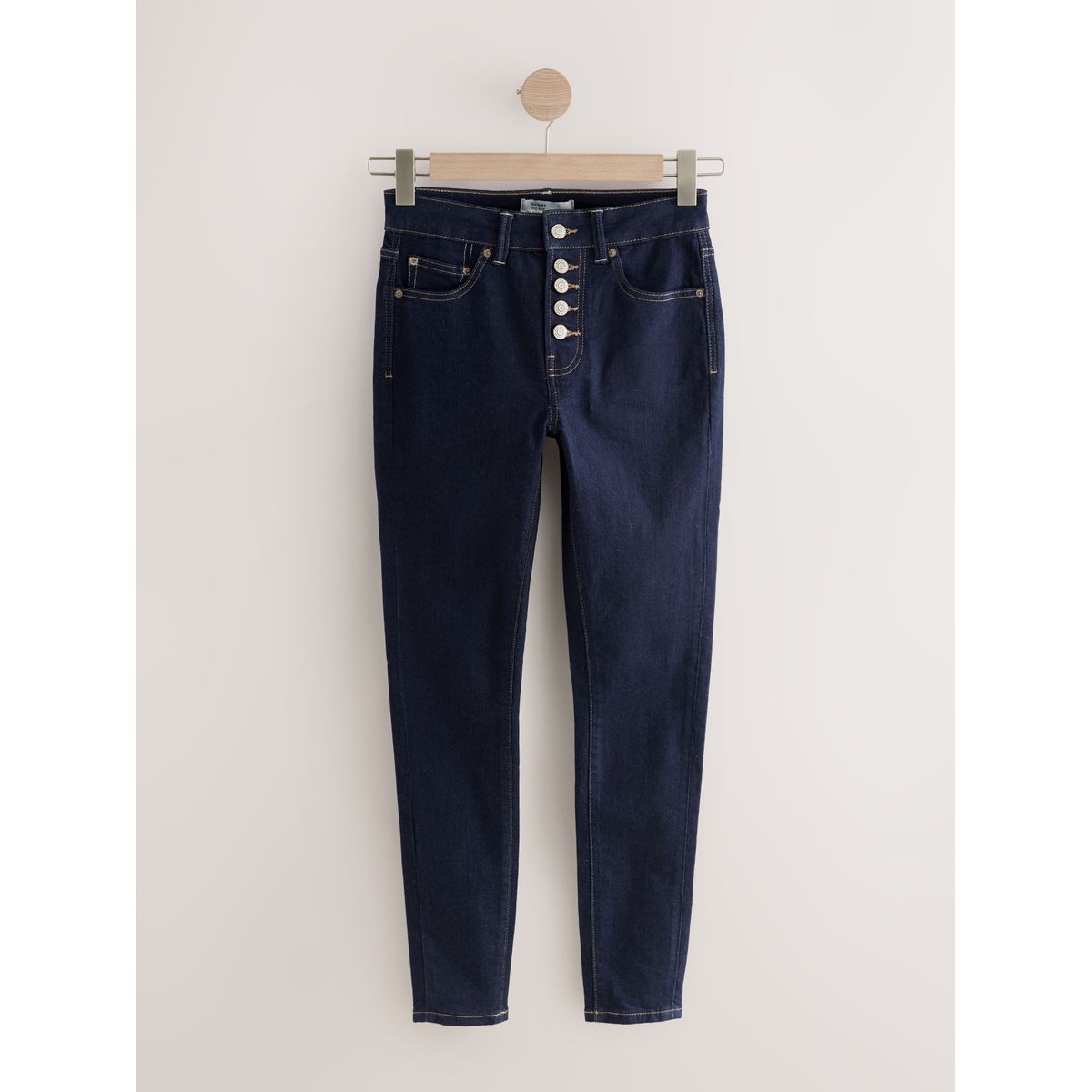 Jean skinny à braguette boutonnée délavage bleu, NEXT