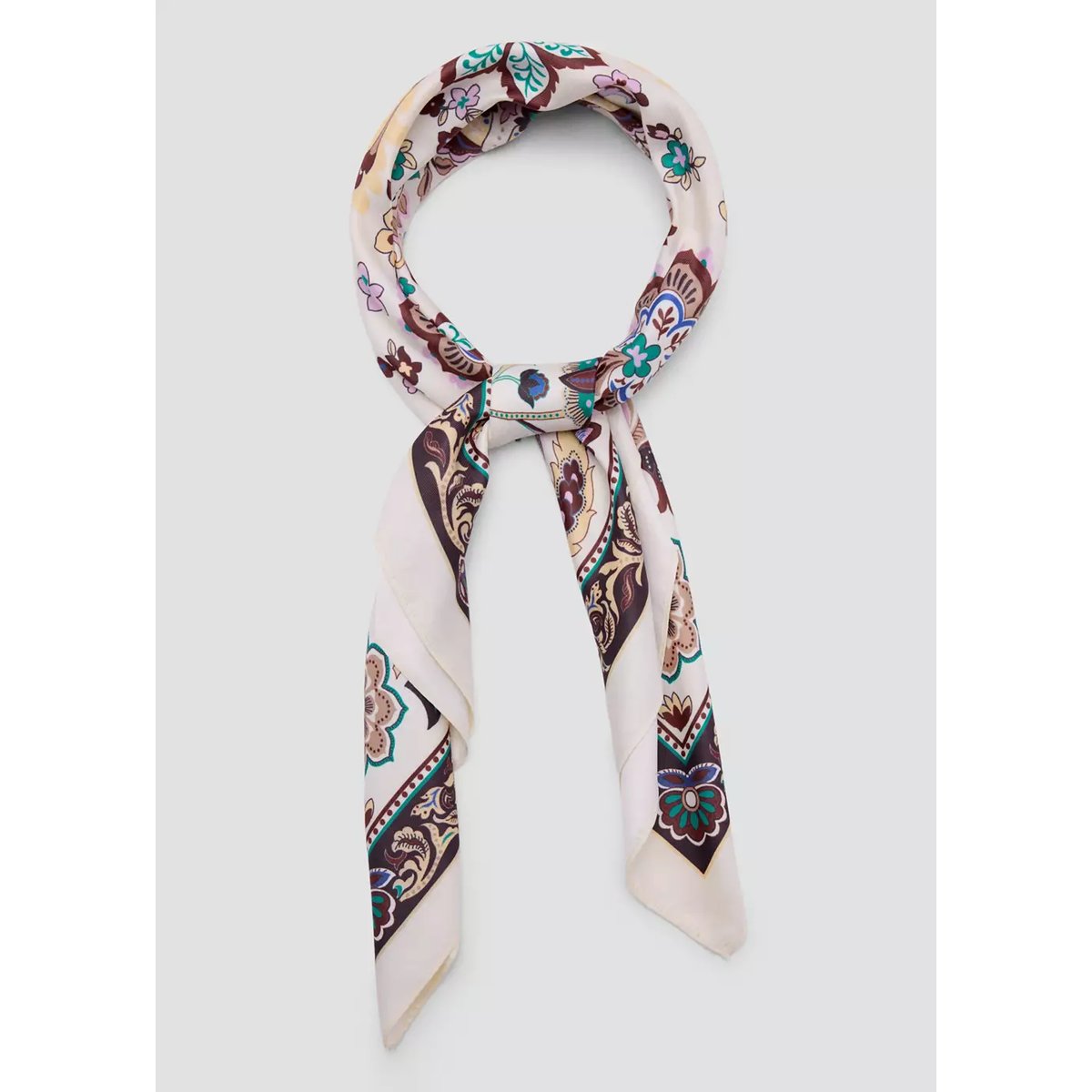 Foulard à fleurs écru, MANGO