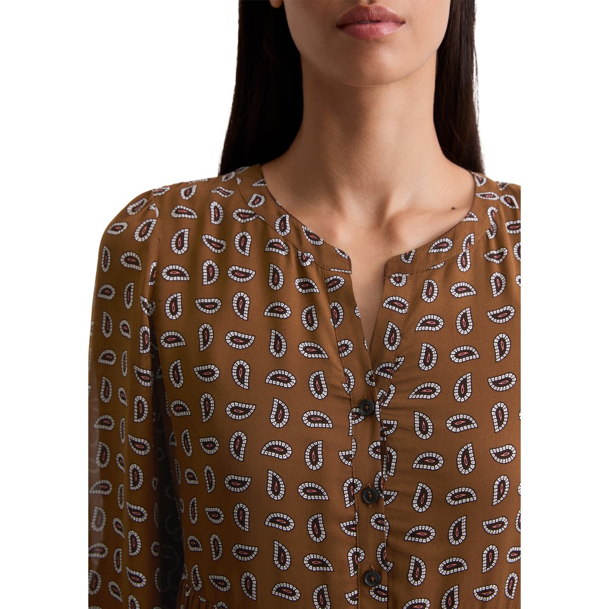 Robe courte à étages regular en crêpe de viscose hellbraun, MARC O'POLO