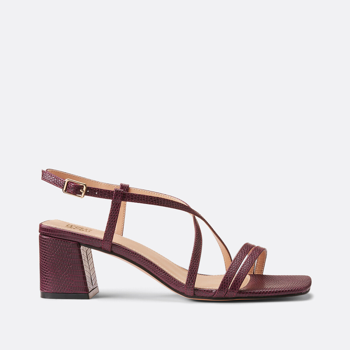 Snake Print Heeled Sandals burgundy, LA REDOUTE COLLECTIONS