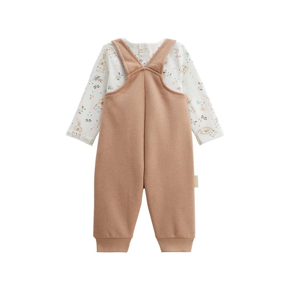 Ensemble salopette bébé en molleton et t-shirt Mini Loutre marron, PETIT BEGUIN