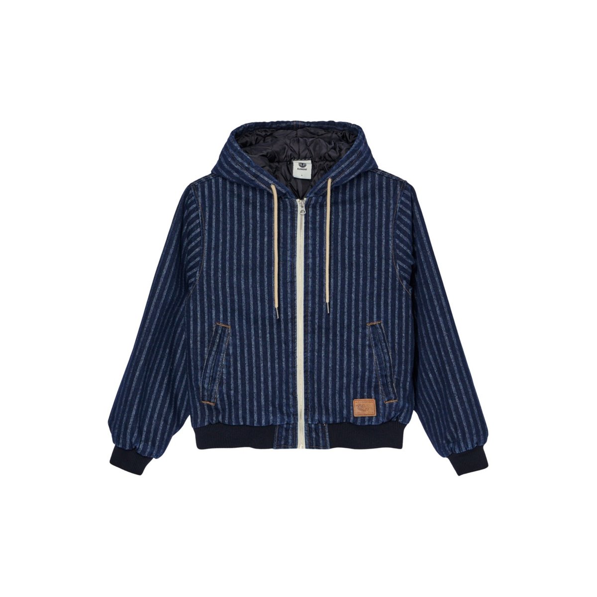 Veste en jean HOODED BOMBER JACKET bleu herringbone denim, ELEMENT