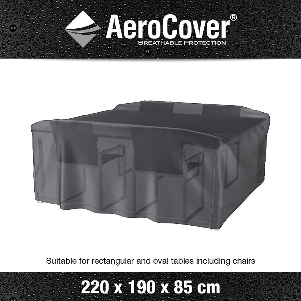 Garden Set Oblong Cover 220x190x85cm grey, AEROCOVER