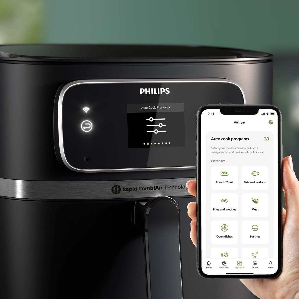 Airfryer HD9880/90 friteuse sans huile connectée Noir, Série 5000 8.3L couleur unique, PHILIPS