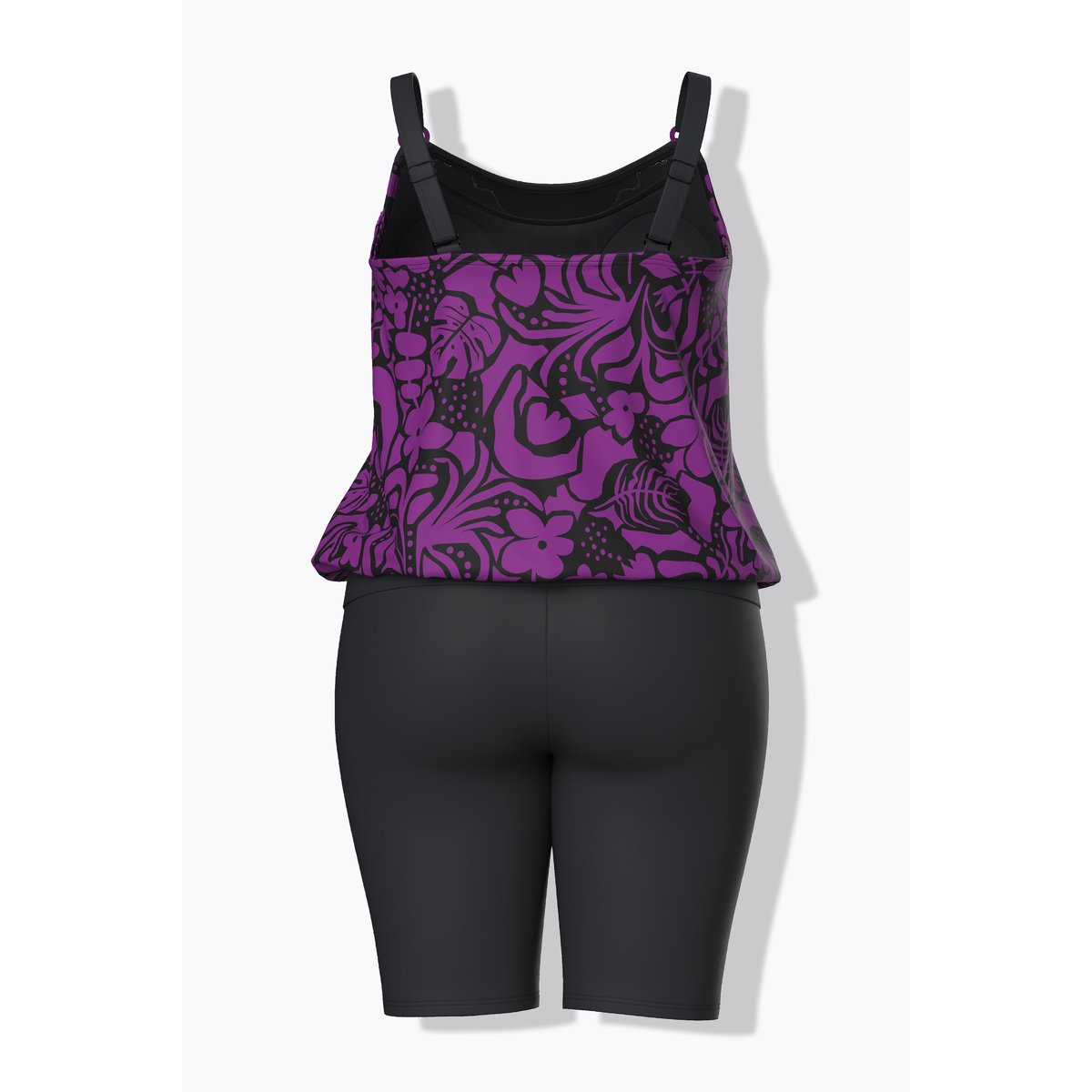 Tankini avec short, motif à fleurs noir, ULLA POPKEN
