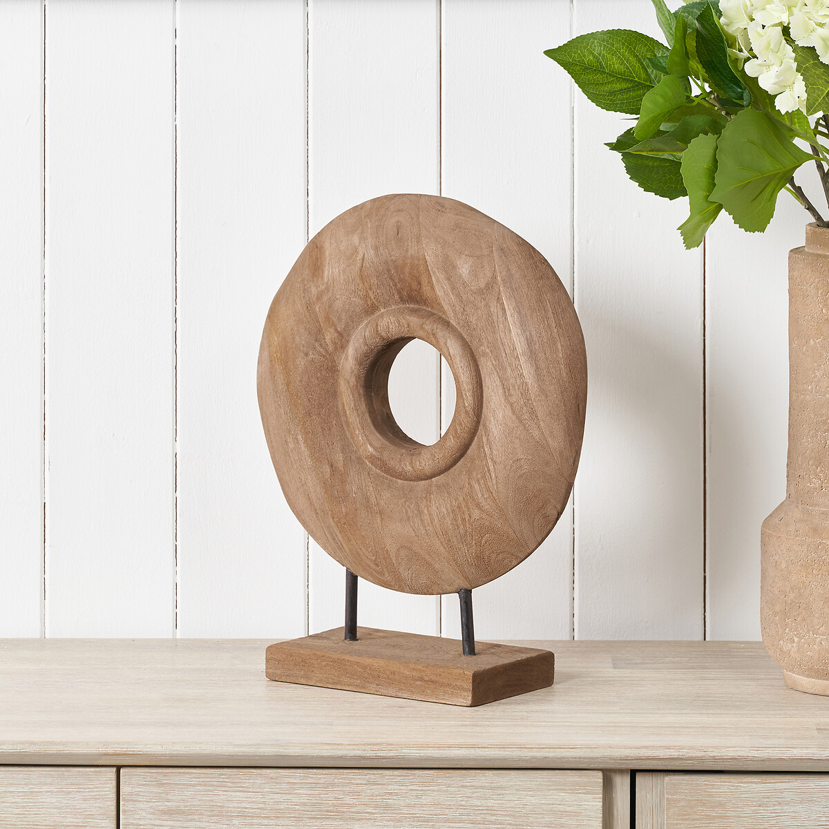40cm Handcarved Mango Wood Circular Ornament natural, ÉDITÉ