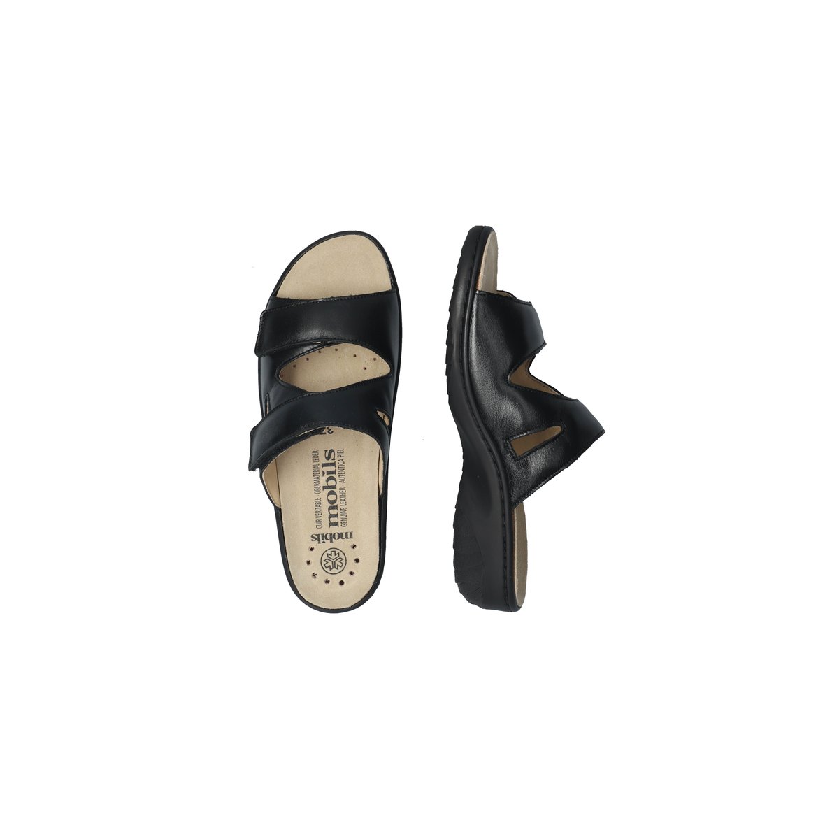 Sandales en cuir GEVA noir 5134, MEPHISTO