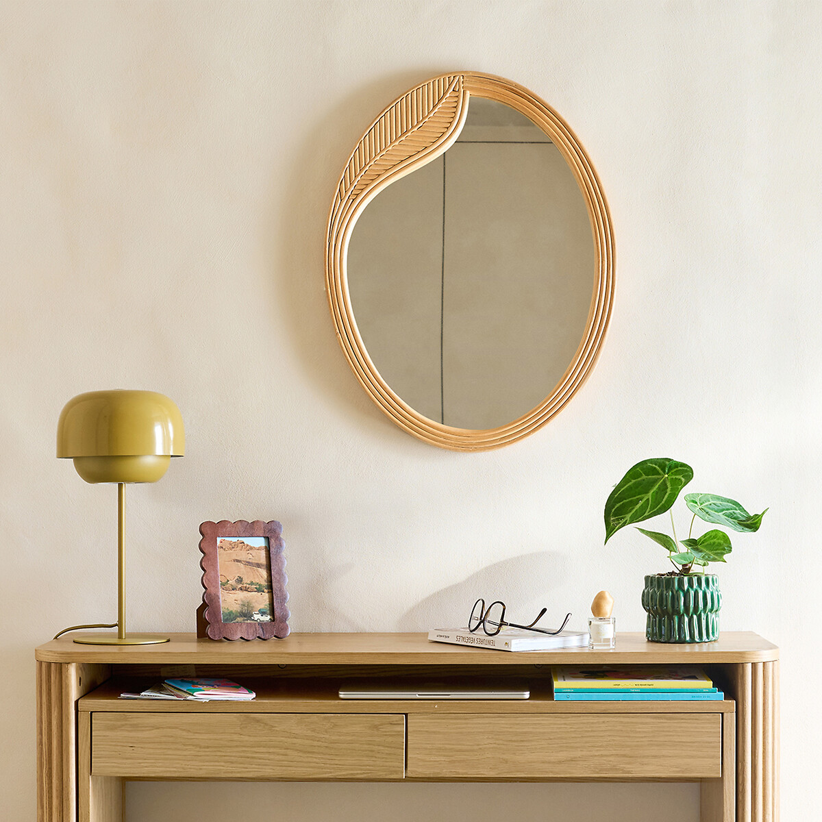 Espelho oval em rattan, 50 x 65 cm, SYLEA natural, LA REDOUTE INTERIEURS