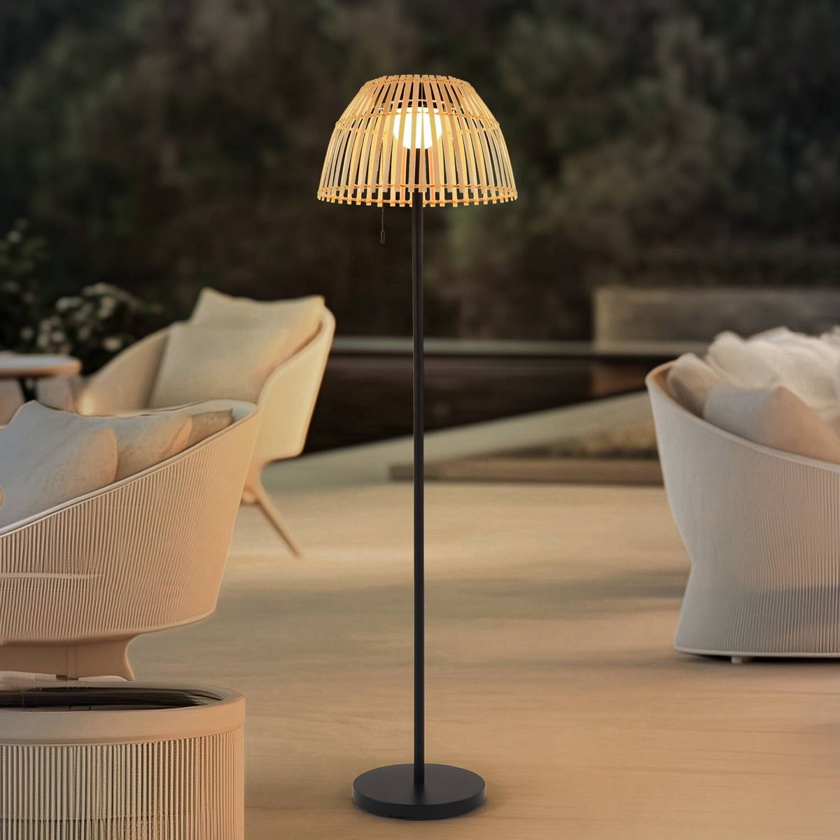 Lampe solaire en aluminium traditionnelleLED bois clair, noir, LUCANDE