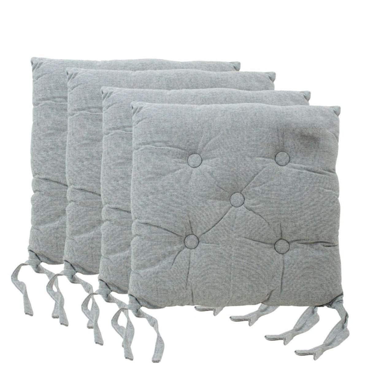 Lot de 4 galettes de chaise capitonnées vert, ORNAMI