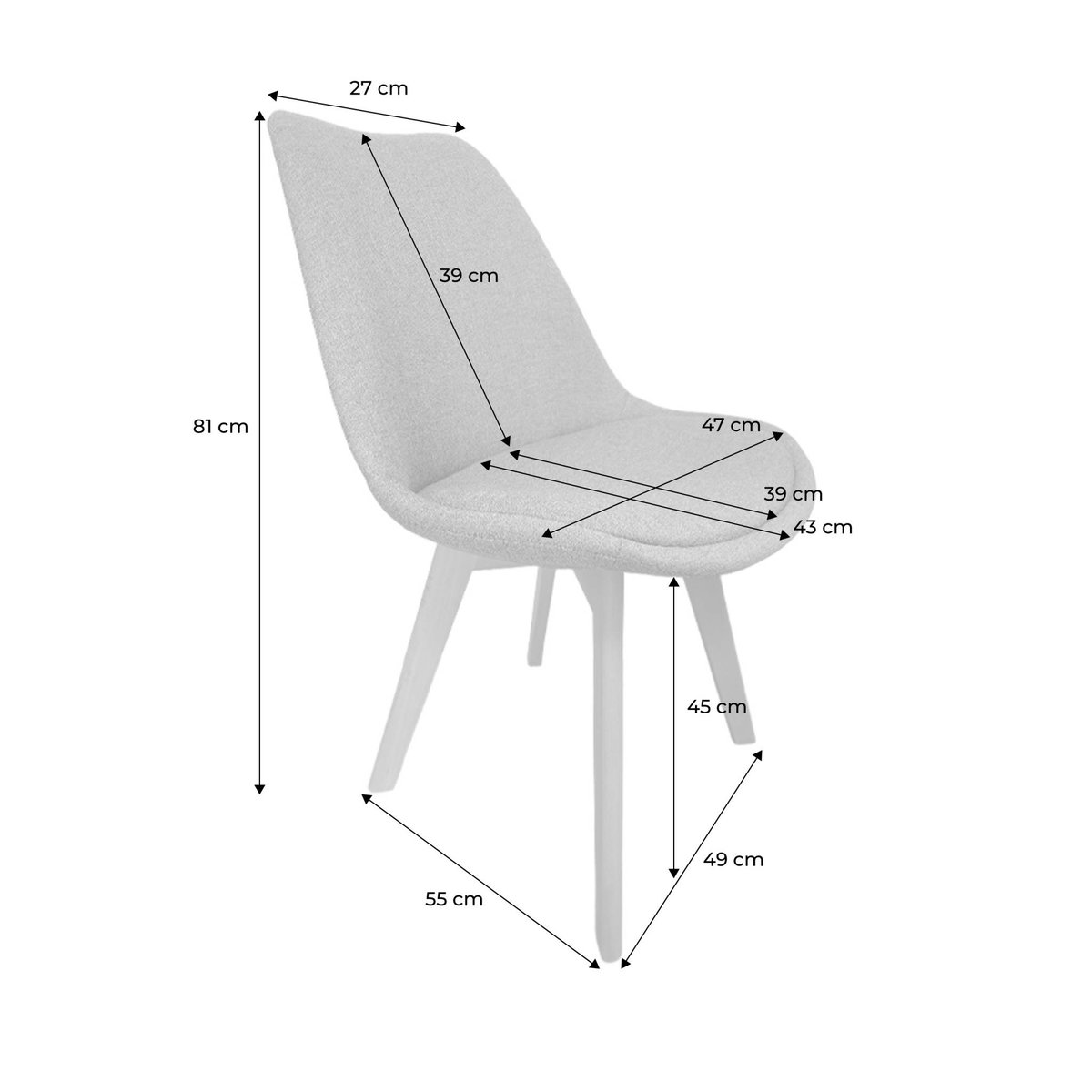 Chaise scandinave bois de hêtre et tissu (lot de 4) NILS taupe, SWEEEK