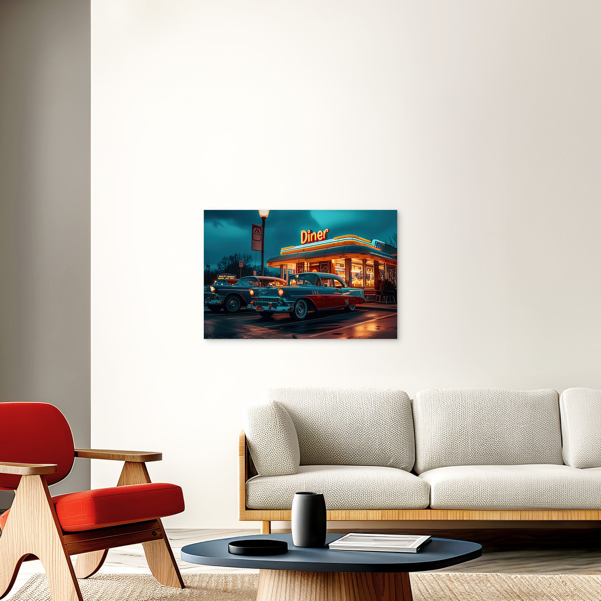 Tableau Sur Toile Diner Américain Rétro RÉTRO VINTAGE tableaux sur toile-bleu, CEANOTHE