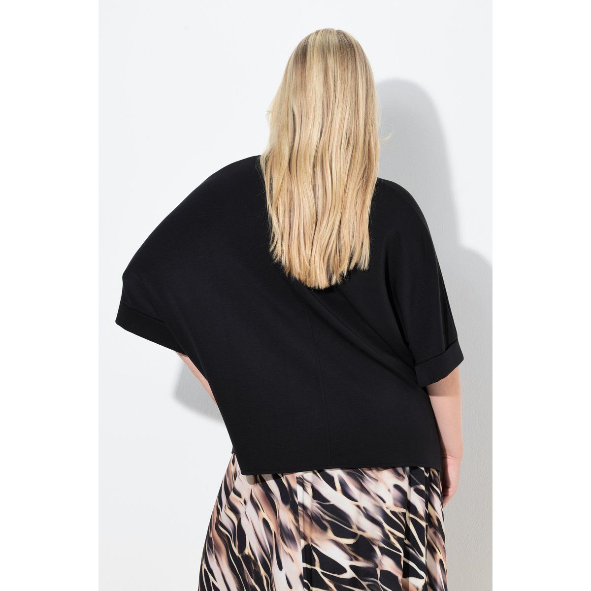 Poncho en molleton oversize noir, ULLA POPKEN