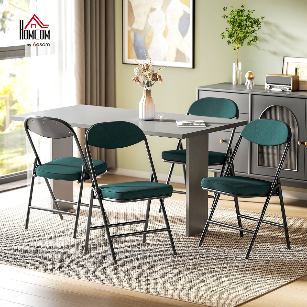 Chaise pliante Velours côtelé (100 % bleu, HOMCOM