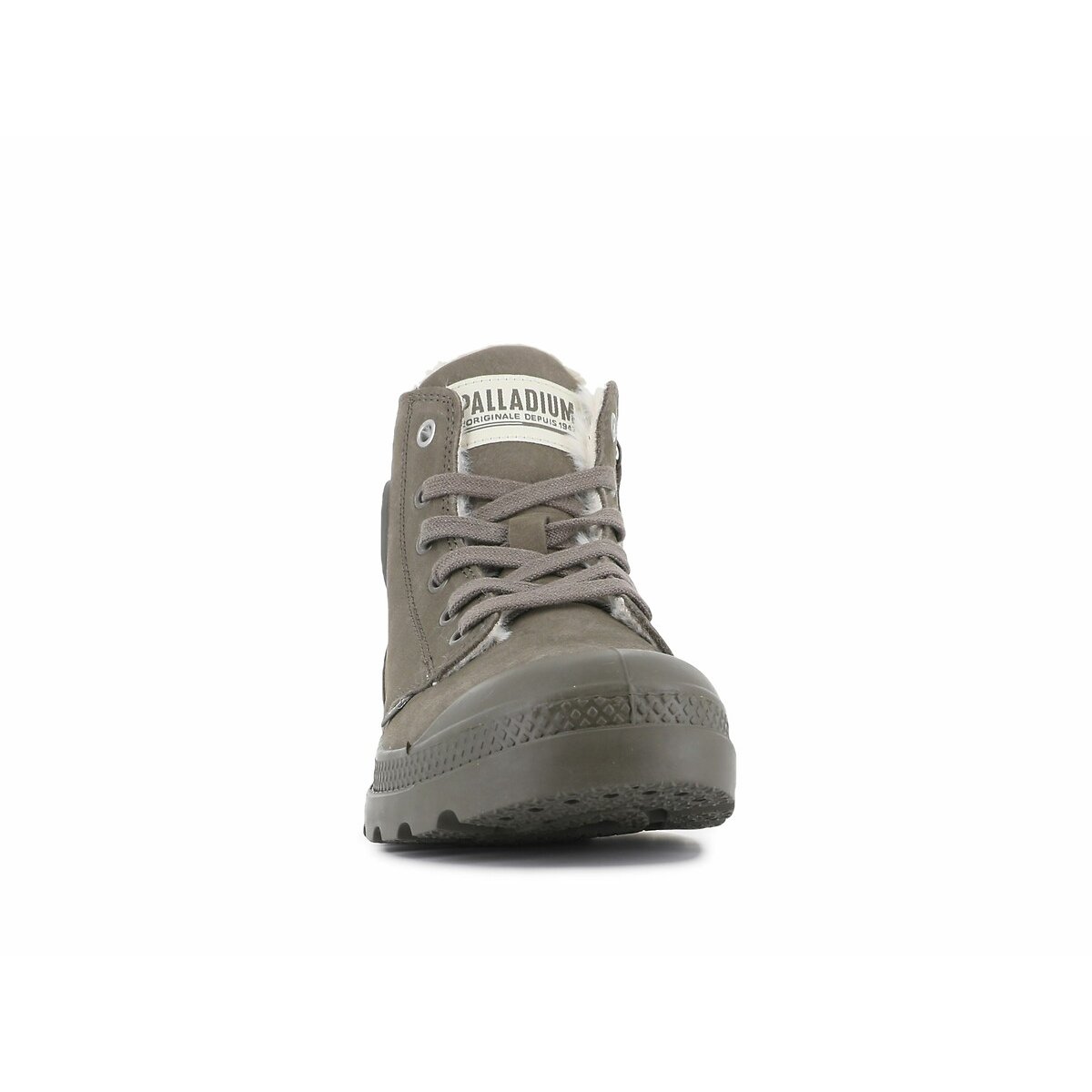 Bottines Pampa Hi Zip Wool fourrées en cuir gris, PALLADIUM