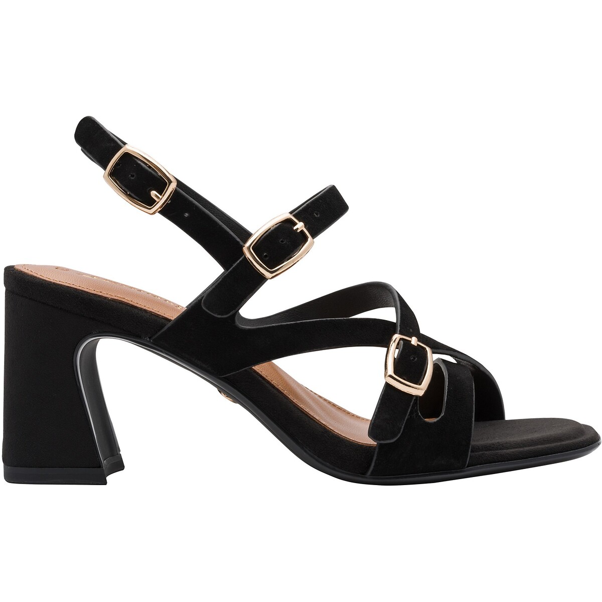 Sandales multribrides en cuir noir, TAMARIS