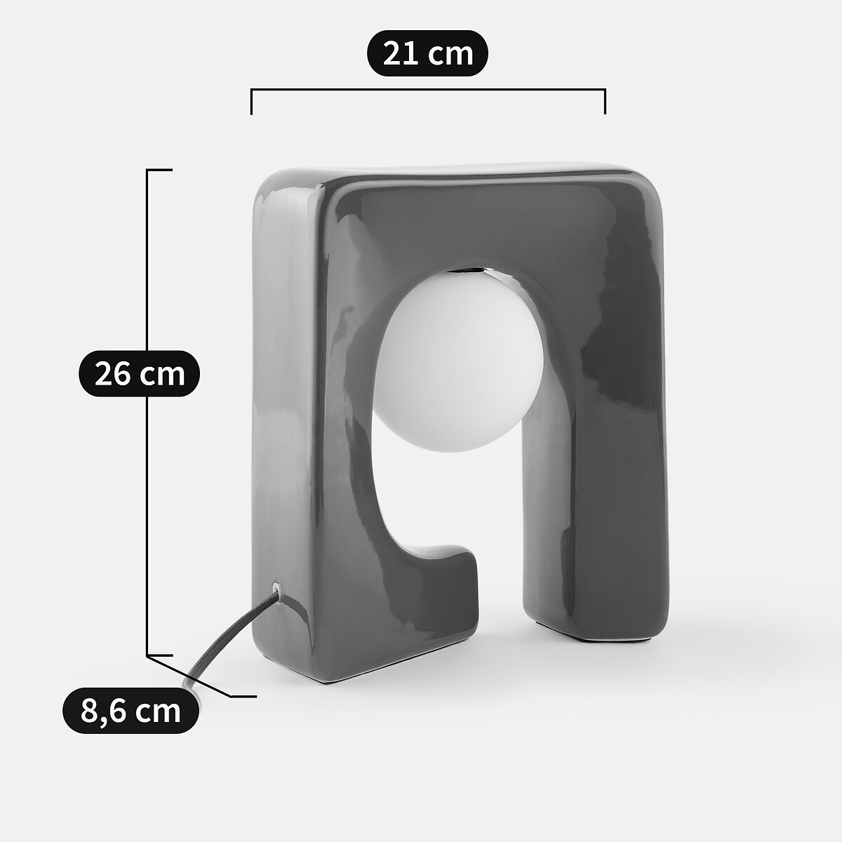 Tischlampe aus Keramik und Opalglas, VESLI braun, LA REDOUTE INTERIEURS