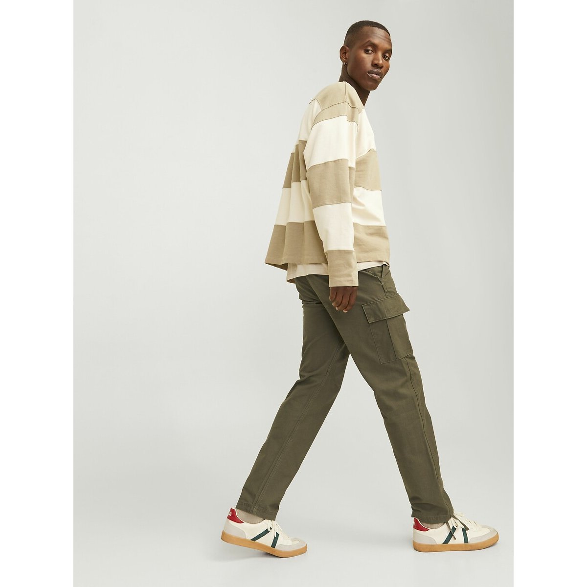 Pantaloni cargo con fondo stretto verde kaki, JACK & JONES