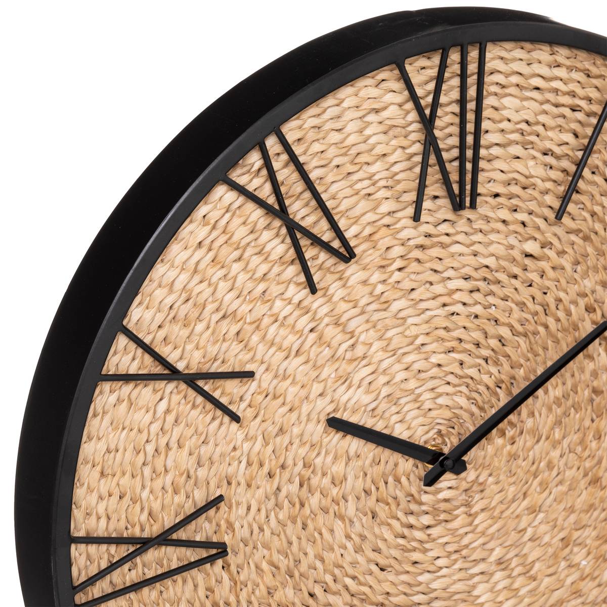 Horloge murale métal et paille NICO beige, ATMOSPHERA