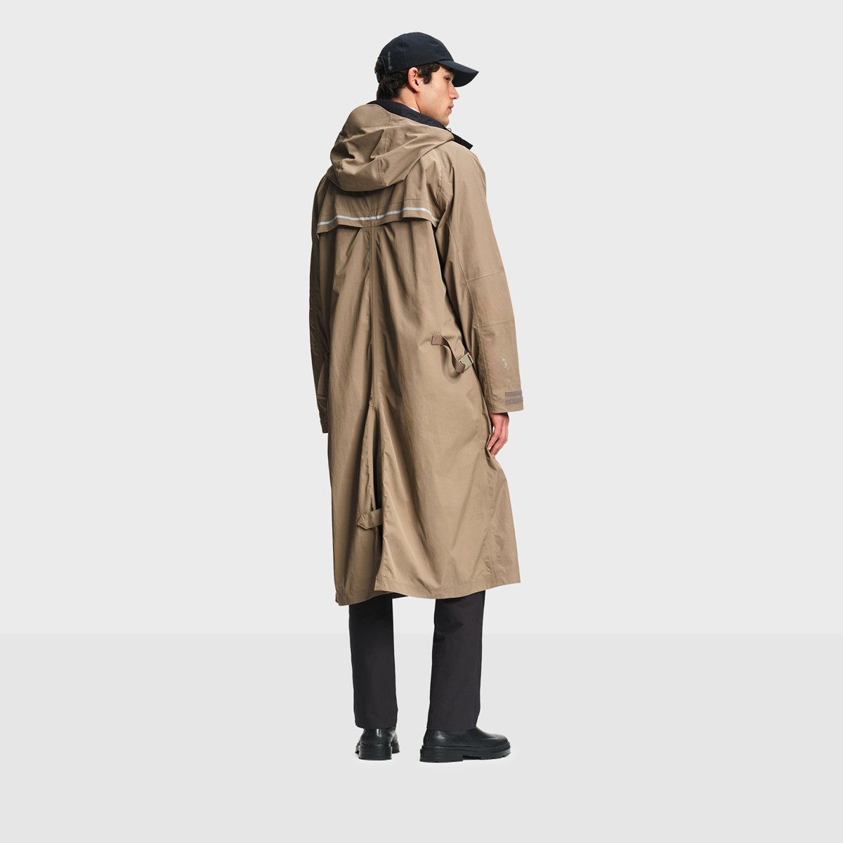 Veste imperméable cycliste cyclisme mi-long à capuche taupe, AIGLE