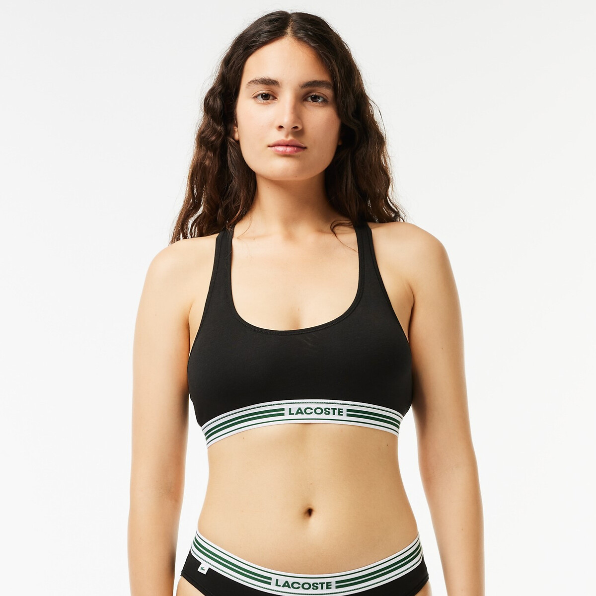 Brassière coton stretch bande contrastée noir-031, LACOSTE