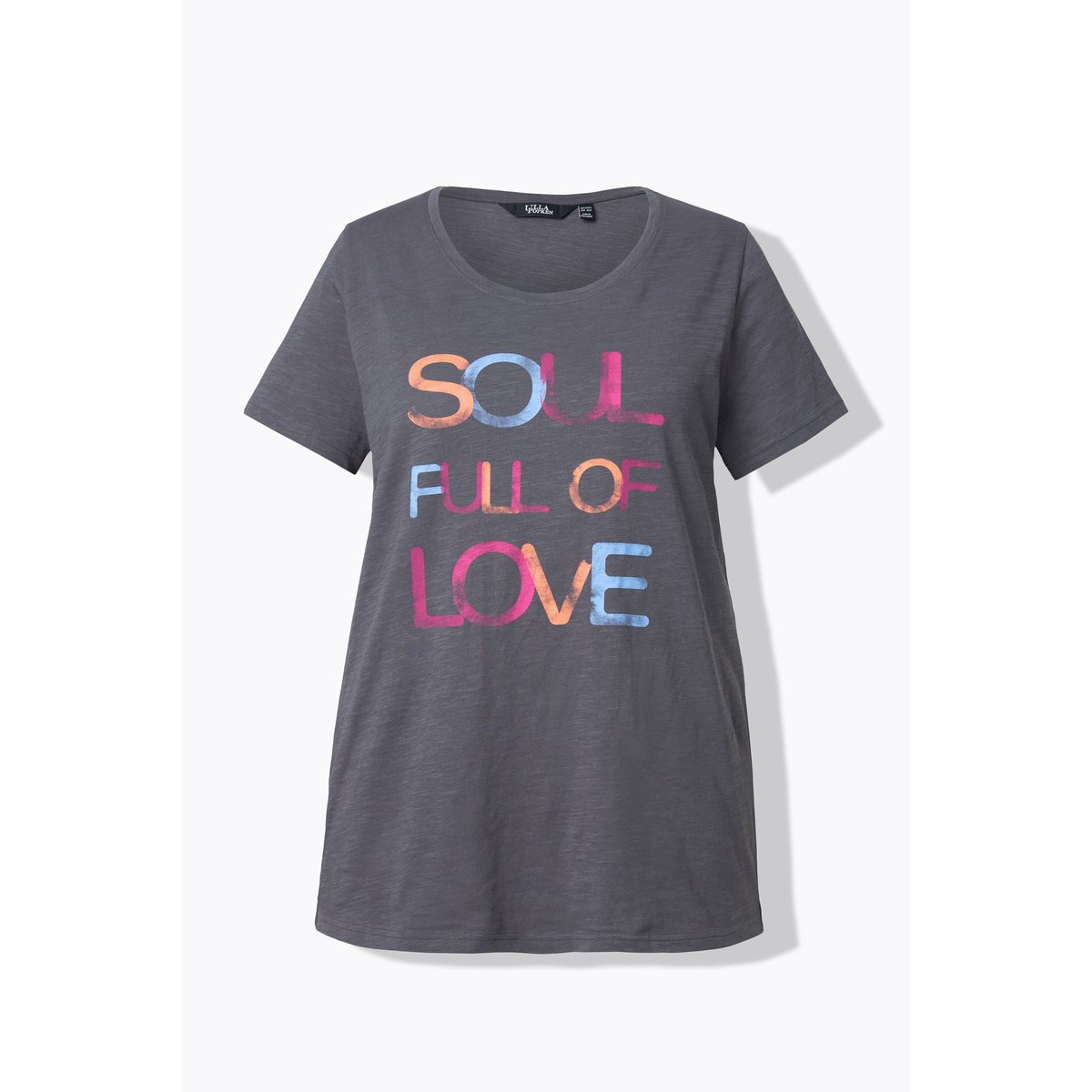 T-shirt avec message gris graphite, ULLA POPKEN