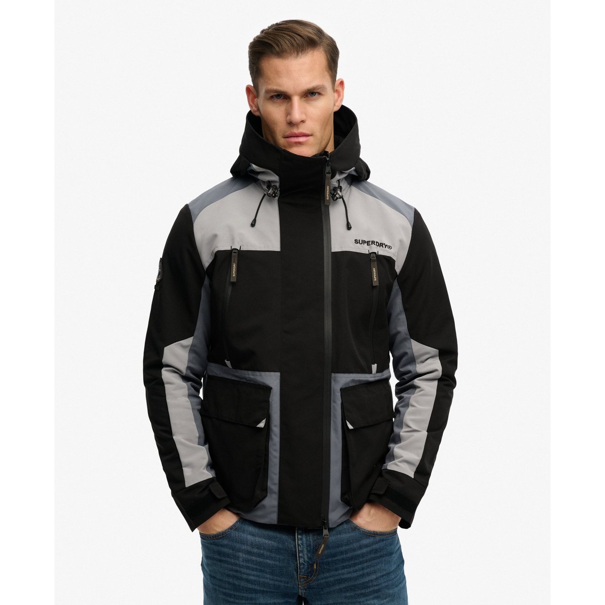 Veste Coupe-vent à Capuche Color Block noir, SUPERDRY