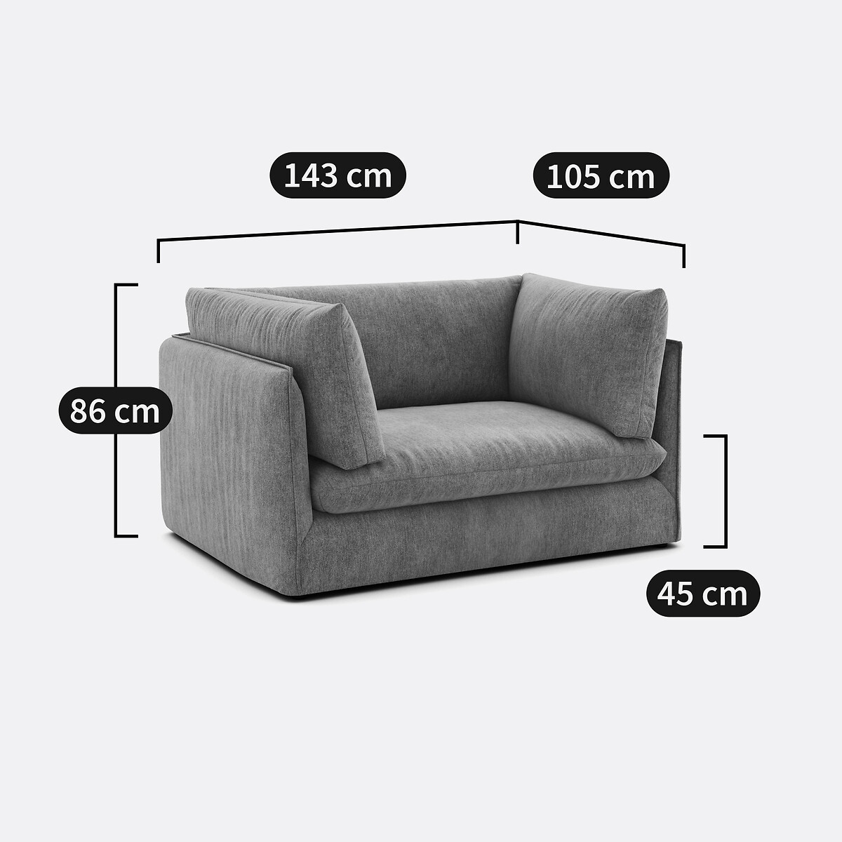 XL-Sesselelement für modulares Sofa MALO, aus meliertem Stoff bronzefarben , LA REDOUTE INTERIEURS