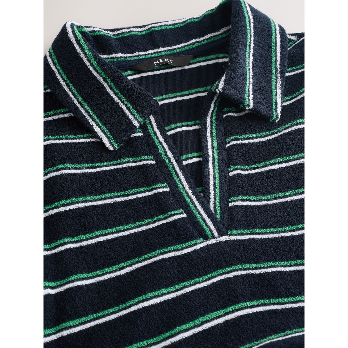 Robe polo courte en tissu éponge rayée bleu marine, NEXT