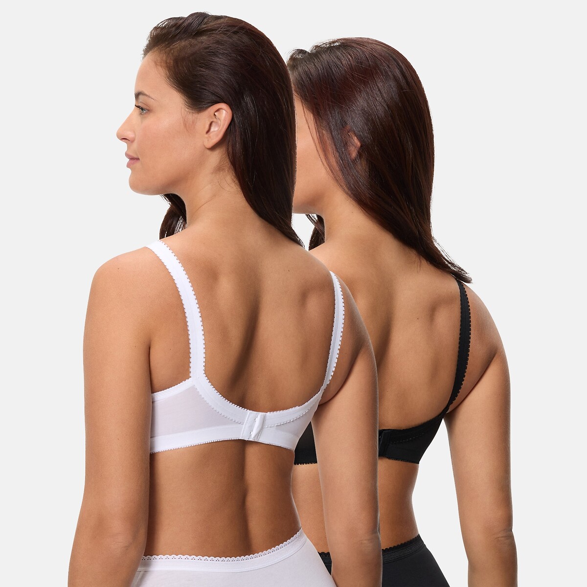 Confezione da 2 reggiseni criss-cross senza ferretti bianco + nero, PLAYTEX