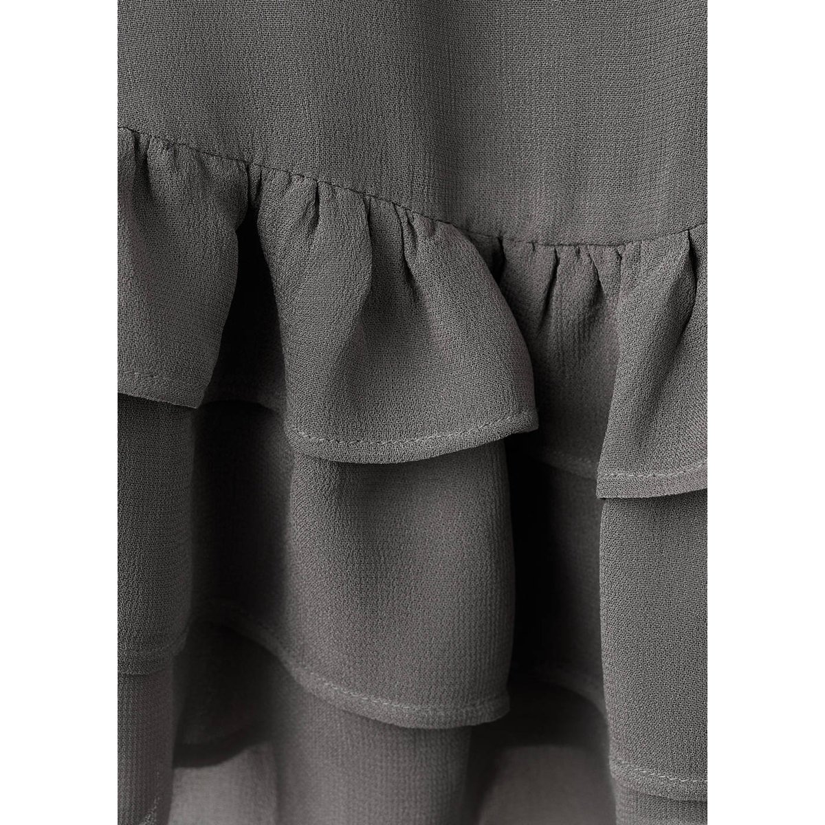 Robe à volantes et boutons gris chiné moyen, MANGO