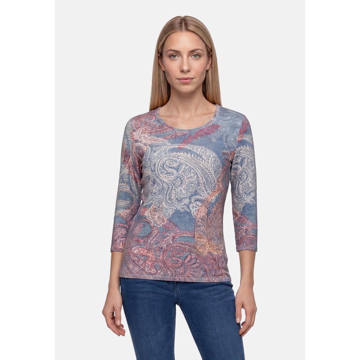 T-shirt basique à imprimé bleu/rouge, BETTY BARCLAY