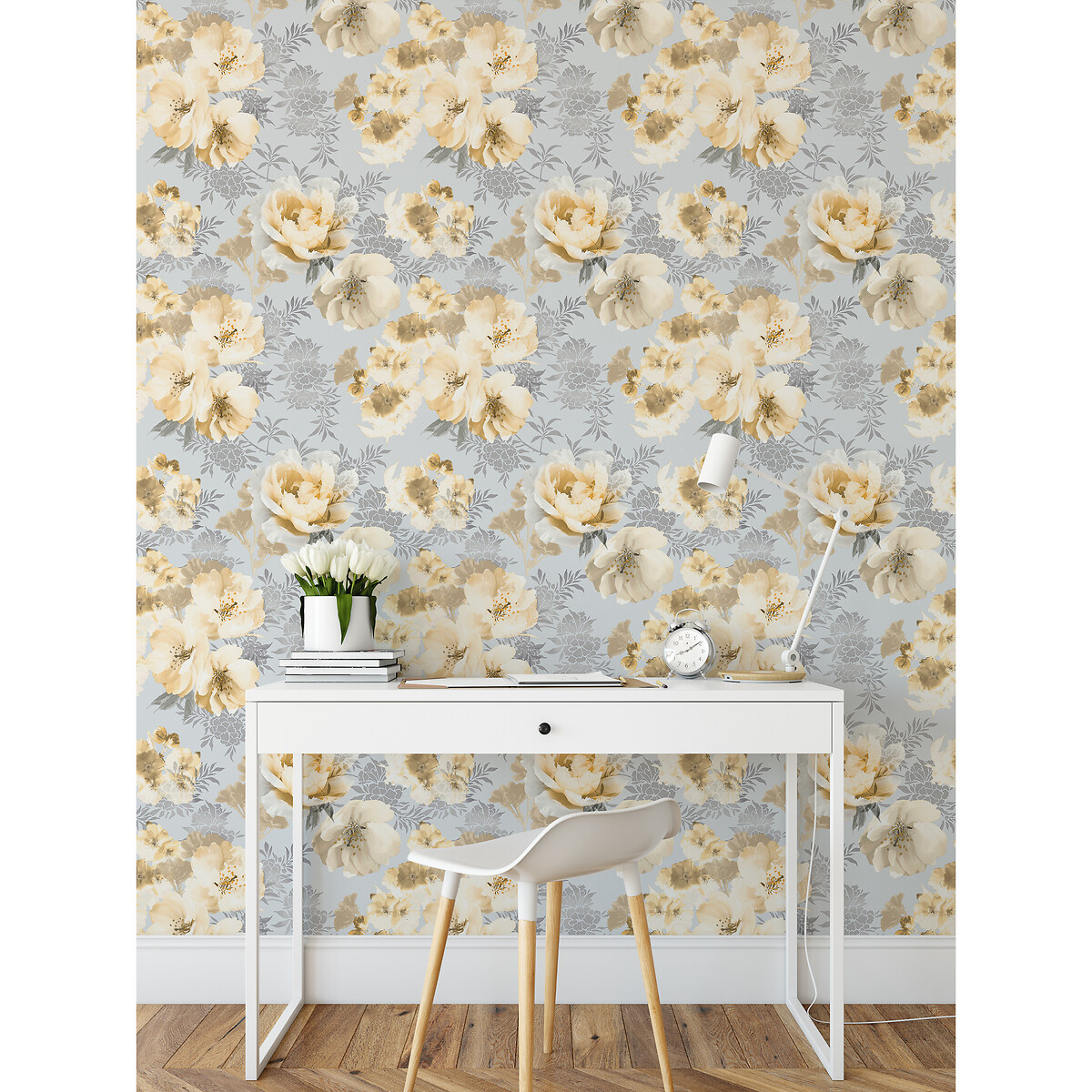 Dramatic Floral Wall Paper ochre, CATHERINE LANSFIELD