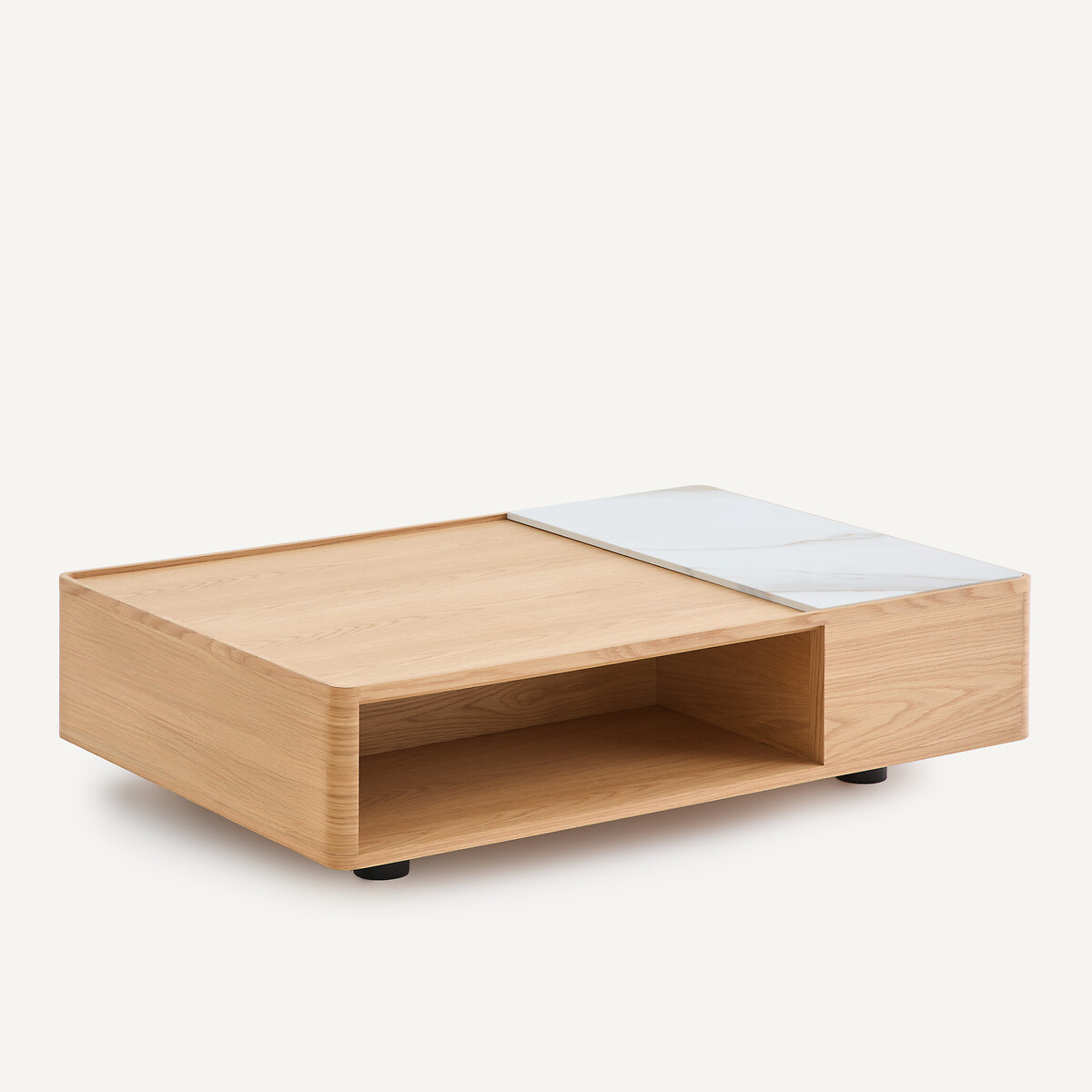 Table basse en plaqué chêne et céramique, CUADRO chêne naturel, EMMANUEL GALLINA X AM.PM