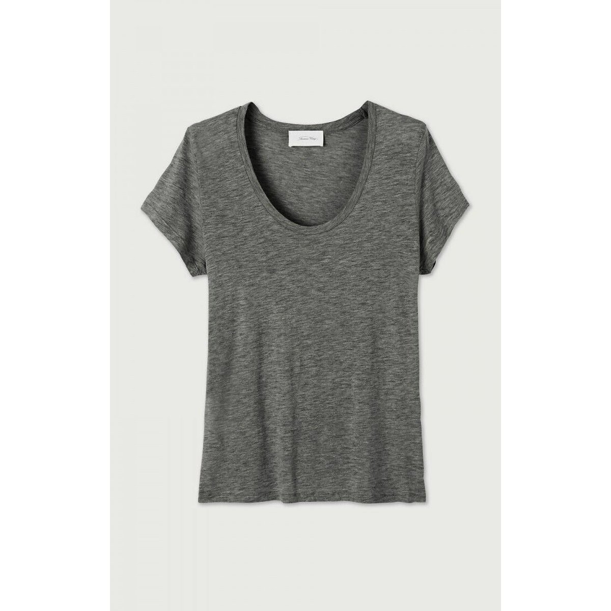 Jacksonville Scoop Neck T-Shirt with Short Sleeves charcoal marl, AMERICAN VINTAGE