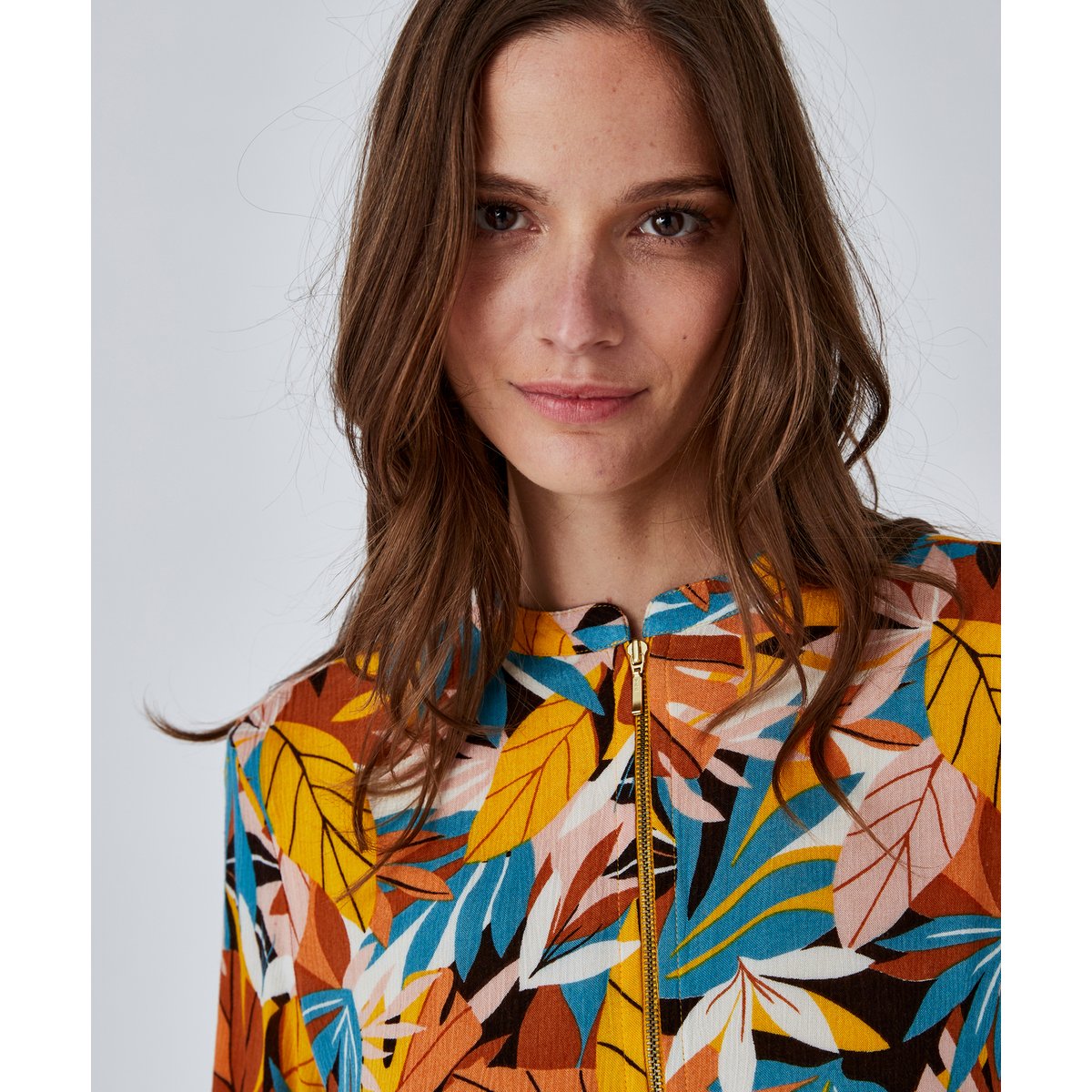Blouson zippé imprimé orange multicolore, DAMART