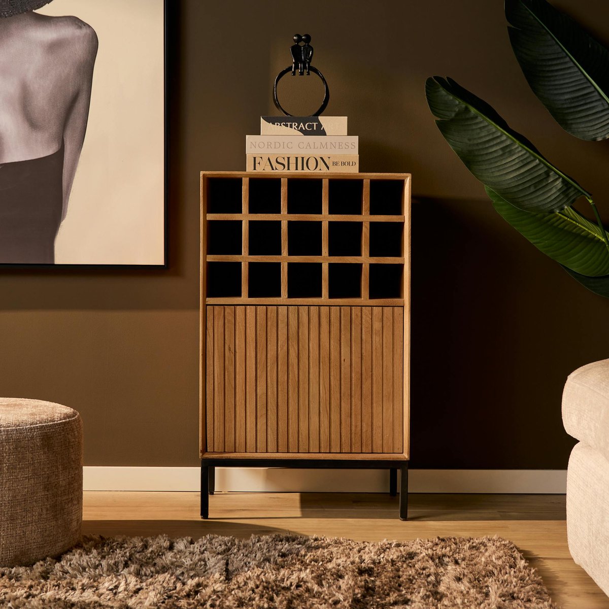 Minibar de salon en bois 1 porte CORTINA bois, PIER IMPORT