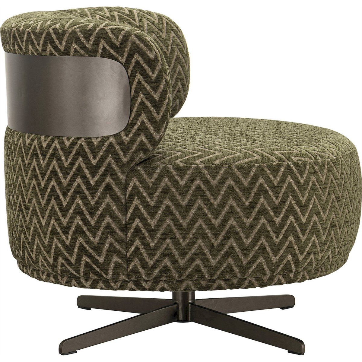 Fauteuil lounge pivotant motif chevrons vert mousse à chevrons, RECOLLECTION