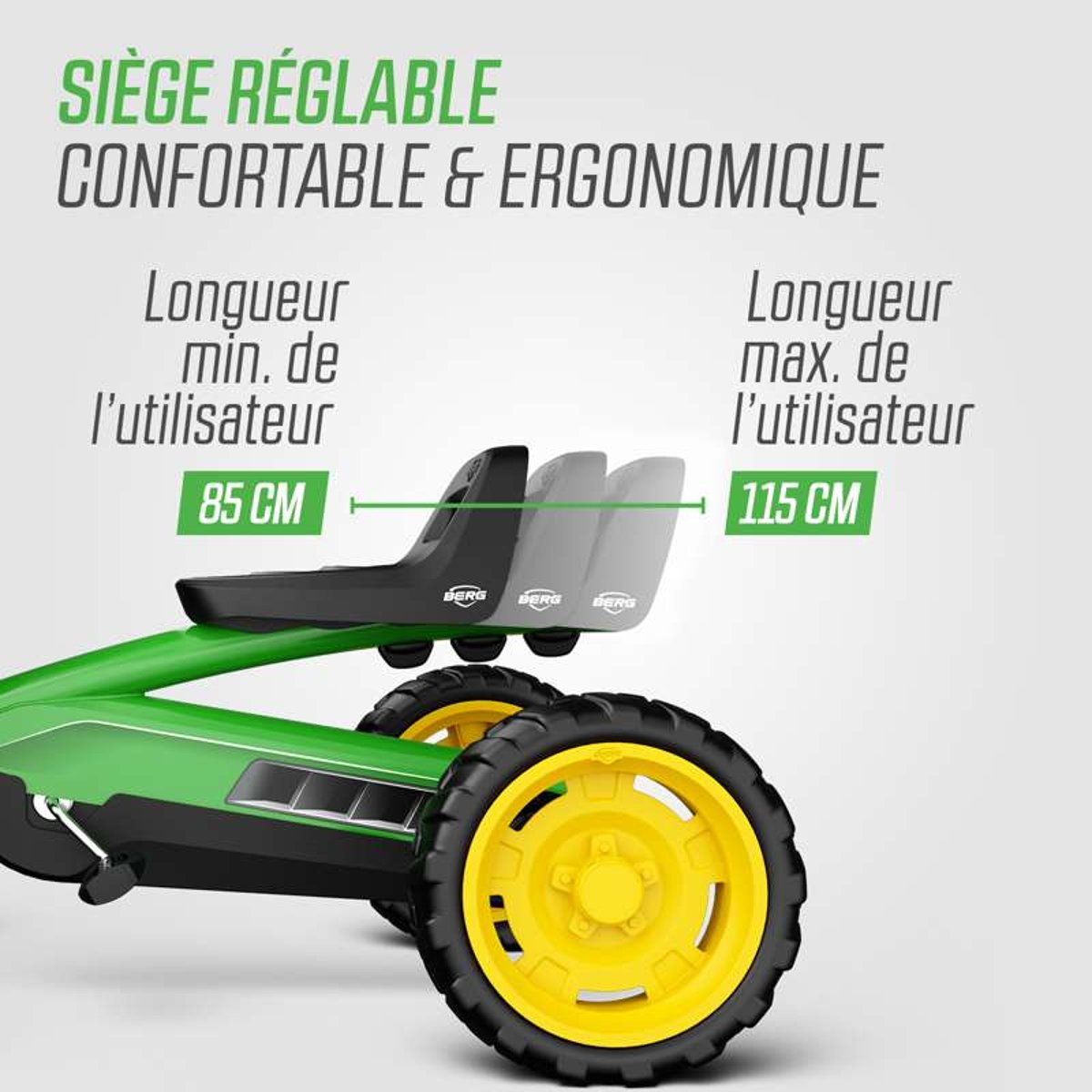 Kart à Pédales pour Enfants, 2+ Ans, Buzzy John Deere green, BERG TOYS