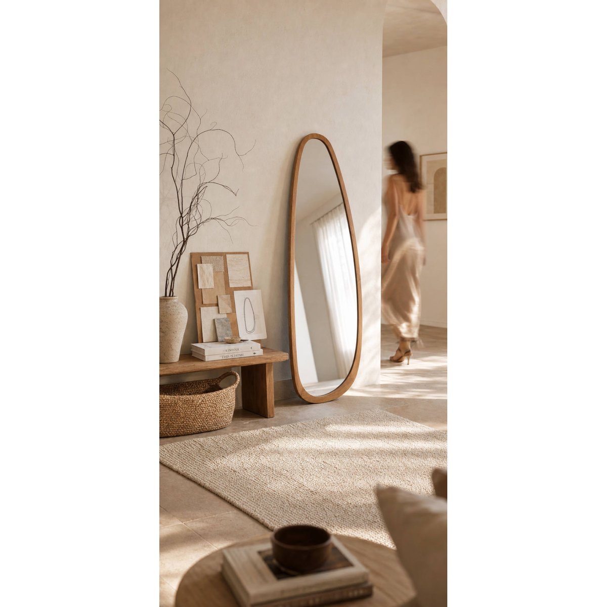Miroir organique en bois de caoutchouc naturel, RECOLLECTION