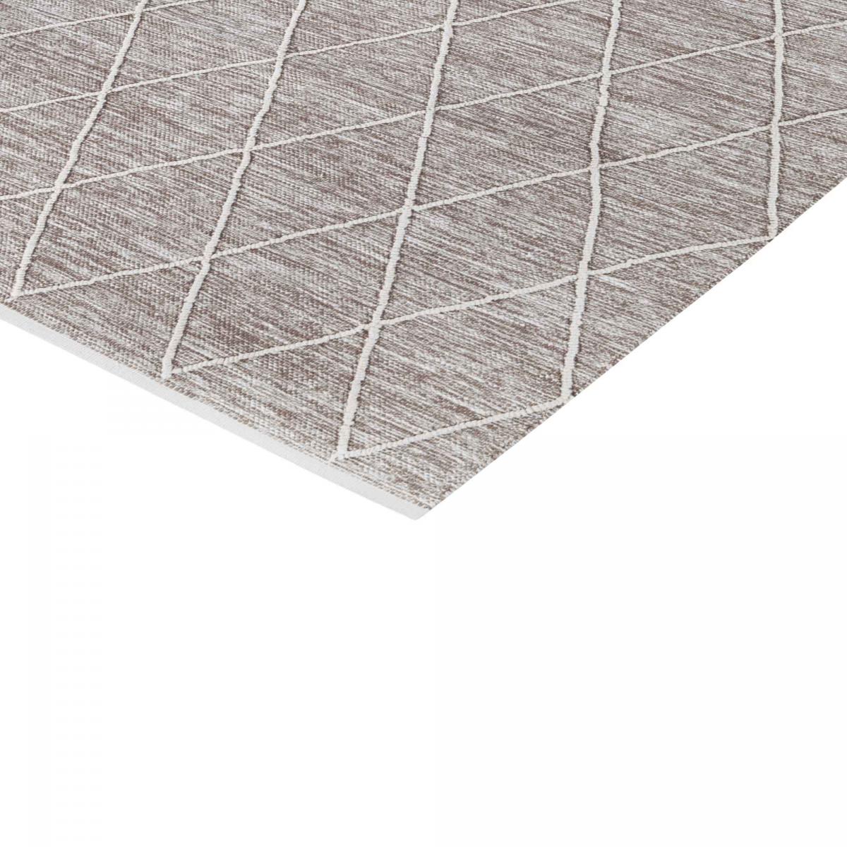 Tapis salon et chambre tissé en coton motif scandinave COTONA marron clair, UN AMOUR DE TAPIS