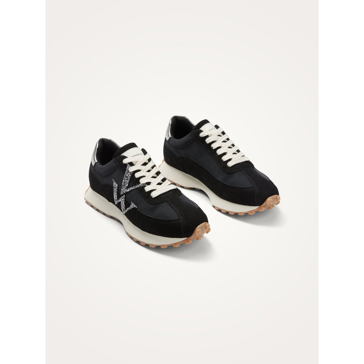 Baskets monogramme à lacets avec semelle running FLOW Initials noir, VANESSA WU