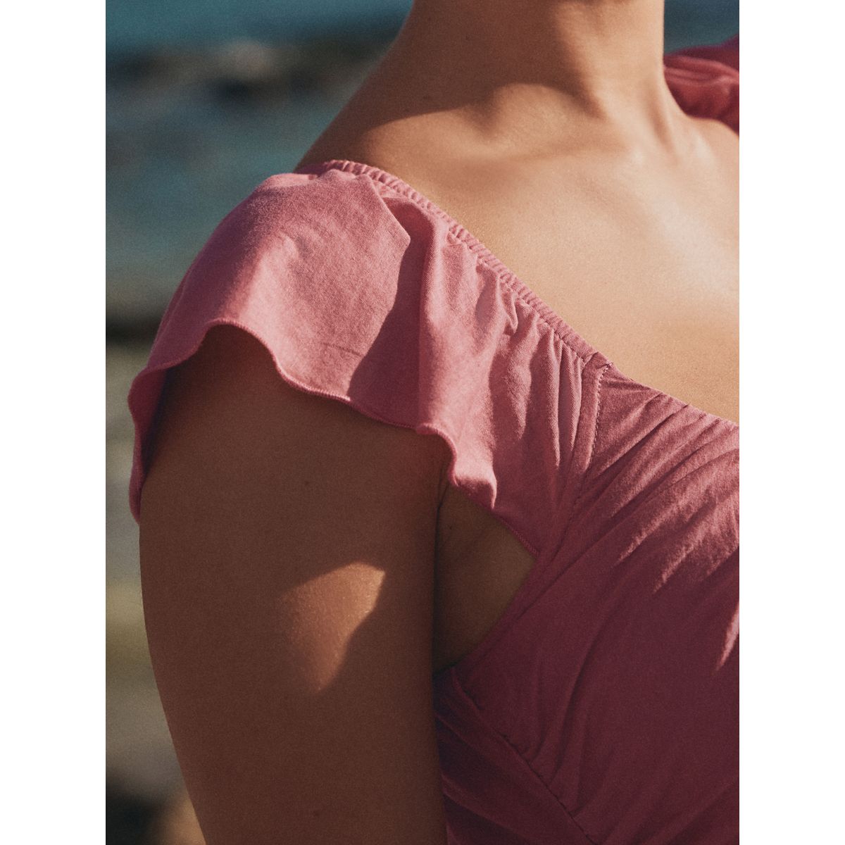 Robe midi en jersey à col v rose, NEXT