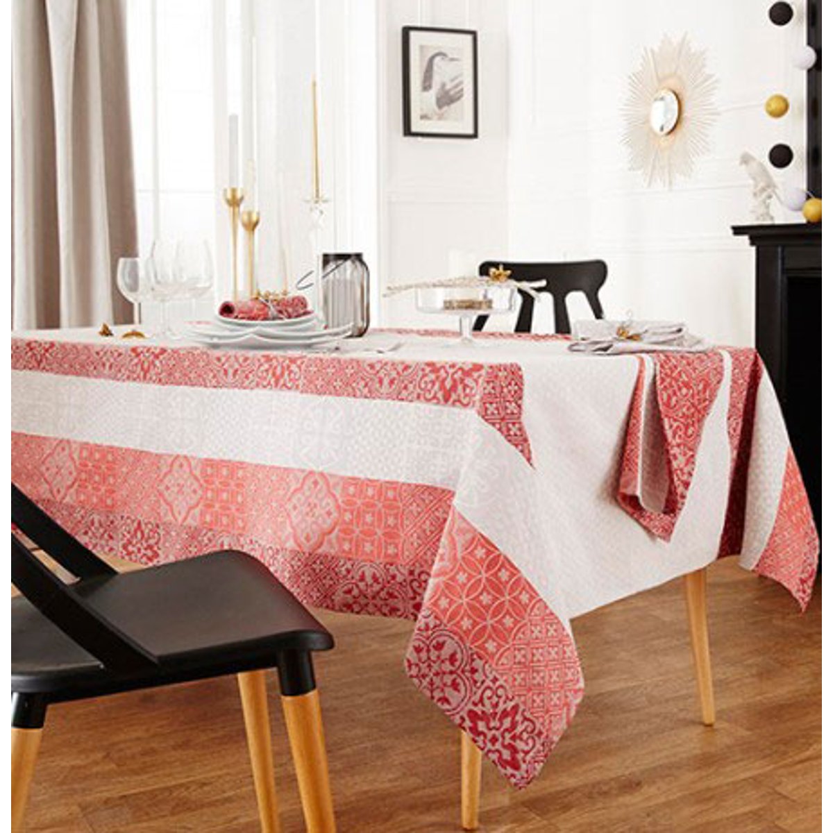 Nappe Rectangulaire Enduite "Mosaïque" rouge, TRADILINGE
