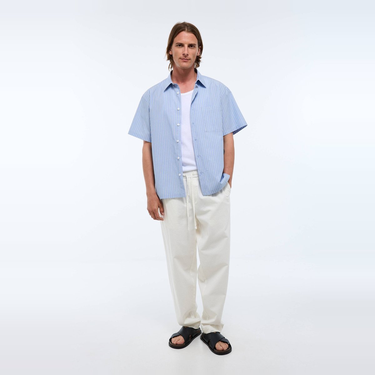 Chemise manches courtes rayée en coton bio GOTS riviera, MONOPRIX